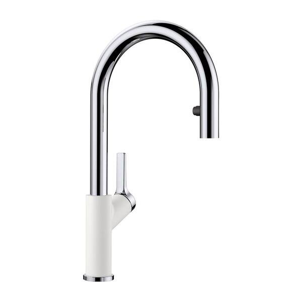 Blanco Urbena Single-Handle Pull Down Sprayer Kitchen Faucet in White/Chrome