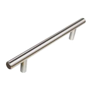 5 in. (127 mm) Center-to-Center Satin Nickel Modern Straight Euro Style Bar Cabinet Pull (10-Pack)