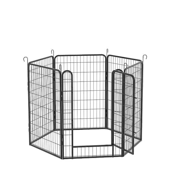 55.51 in. W x 39.37 in. H Outdoor Metal Garden Fence, Dog Fence, Coop Fence with Door