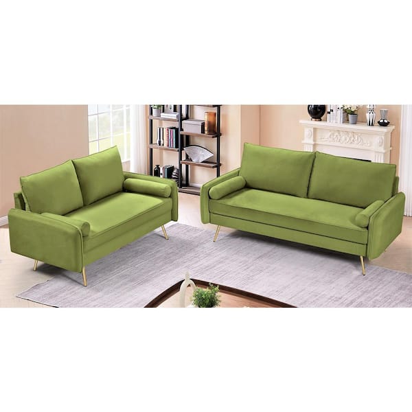 US Pride Furniture Villeda 2-piece Olive Green Velvet Living Room Set