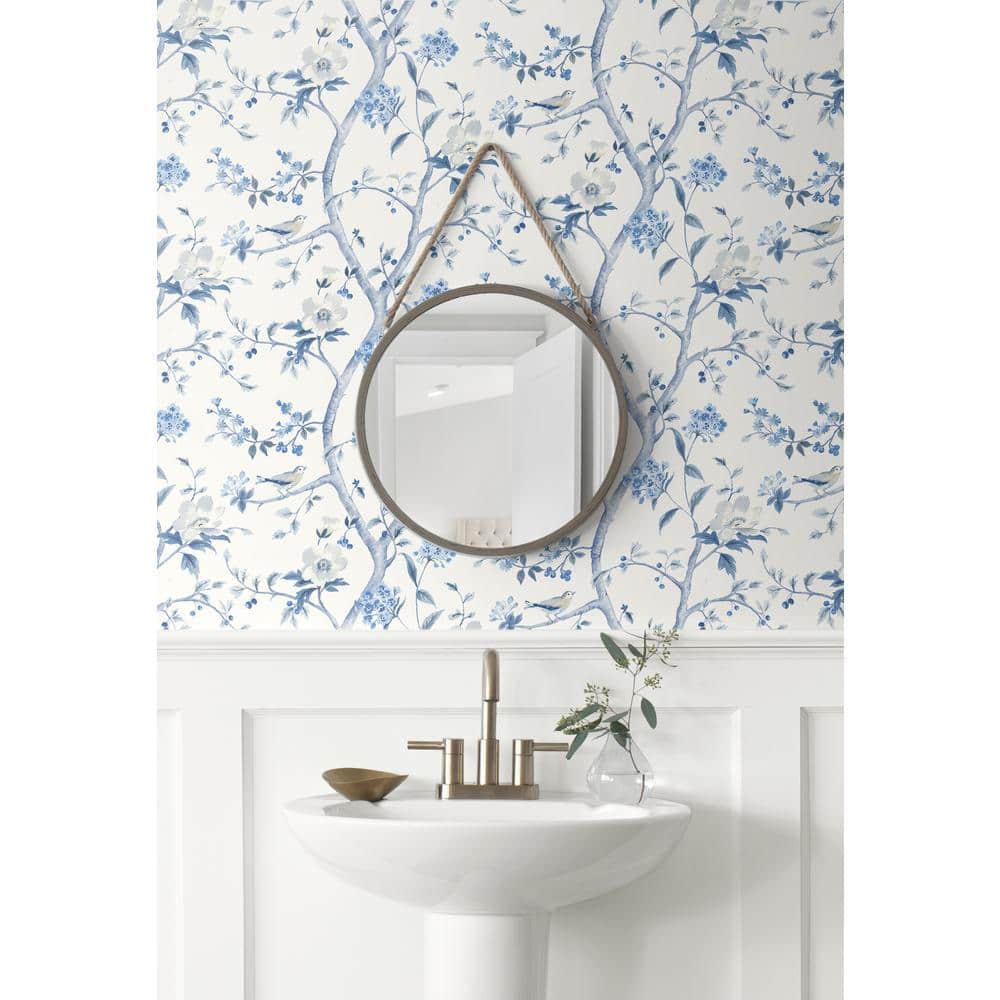 Bluestone Floral Trail Peel and Stick Wallpaper Roll