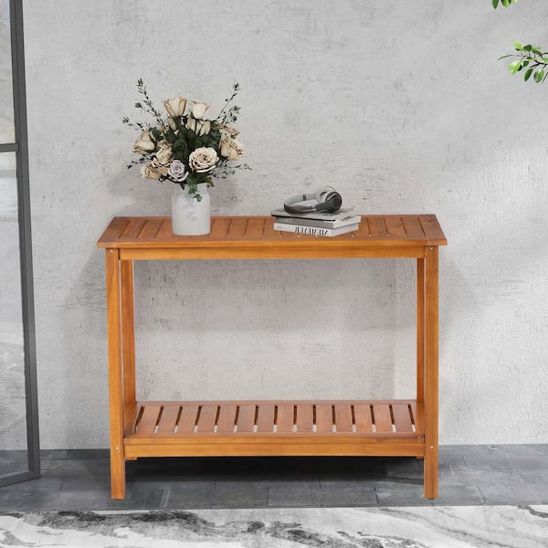 Unbranded 42 in. W x 36.7 in. H Light Brown Outdoor Garden Potting Bench Table Work Bench Console Potting Table