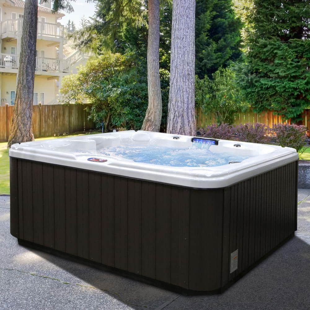 American Spas 7-Person 30-Jet Premium Acrylic Bench Sterling Silver Spa ...