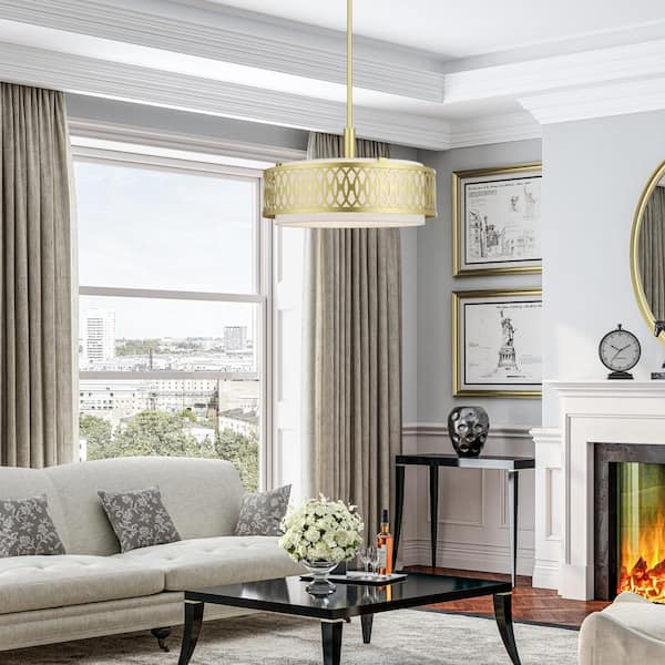 Livex Lighting Vistaview 4-Light Soft Gold Chandelier with Oatmeal