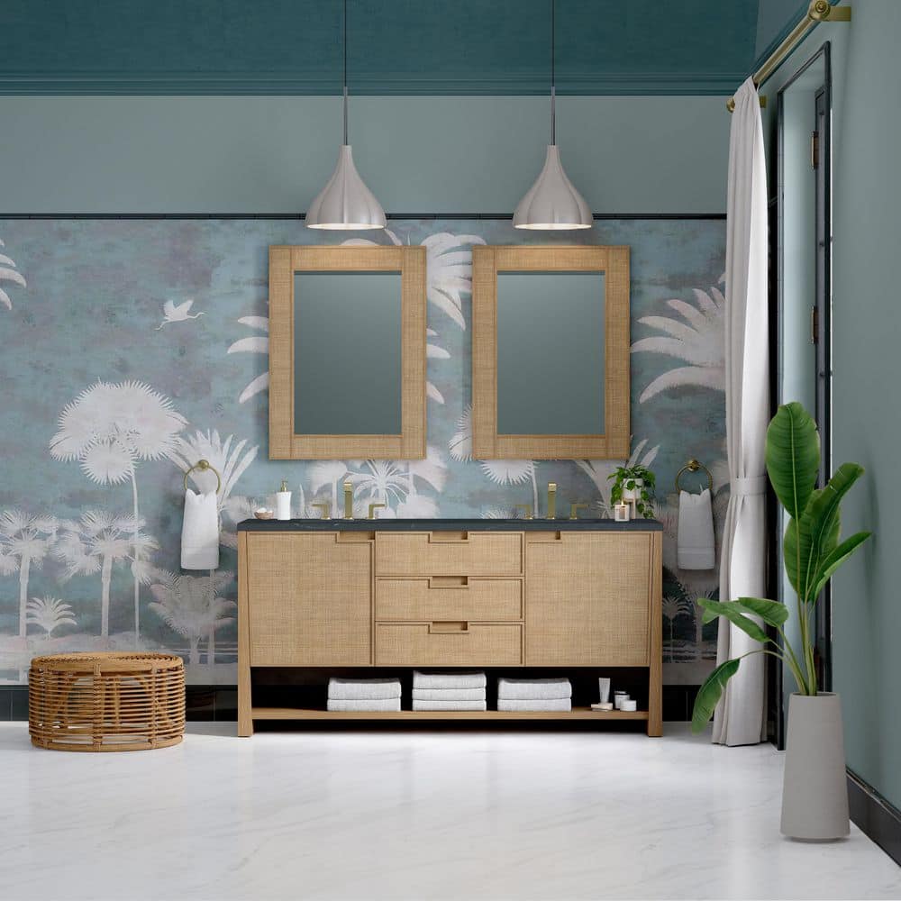 Solene 72.0 in. W x 23.5 in. D x 35.88 in. H Double Bath Vanity in Seaside Oak with Quartz Charcoal Soapstone Top price history on PriceWatchPro