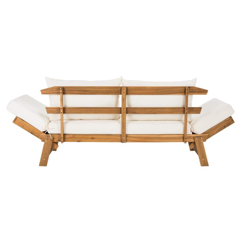 Natural Acacia Wood Daybed with Beige Cushions