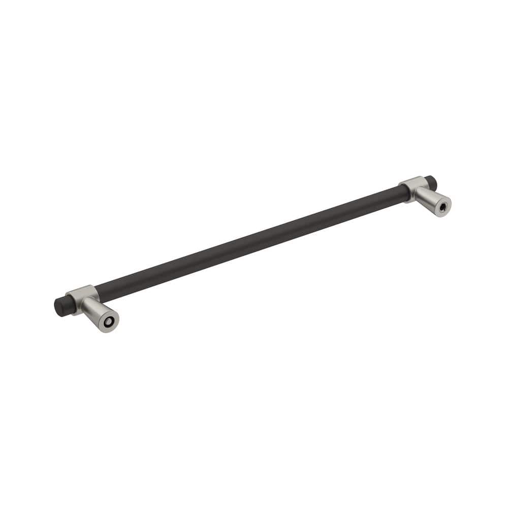 Matte Black and Satin Nickel Modern Bar Pull with Mounting Hardware