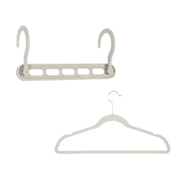 Honey-Can-Do White Plastic Set of 5 Collapsible Hangers and 50 Velvet Non-Slip Hangers 55-Pack