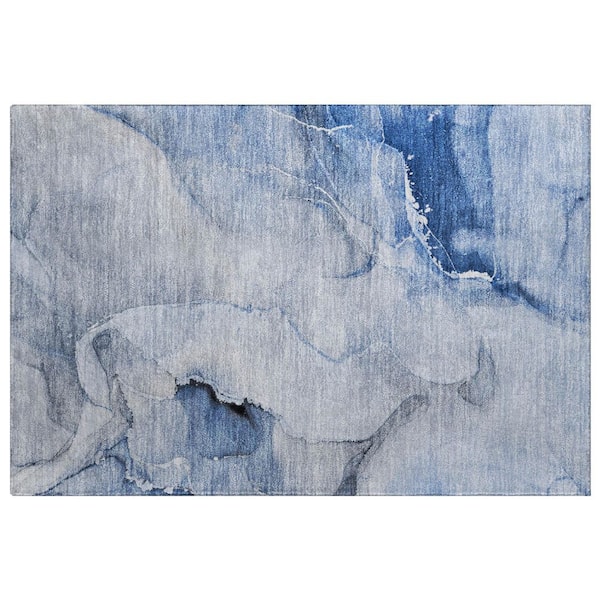 Dream Shag Premium Machine Washable Abstract ADS521 Blue 3 ft. x 4 ft. Area Rug