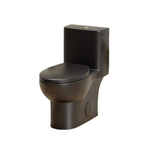 1.1/1.6 GPF Tornado Flush One-Piece Toilet with Comfort Chair Seat ADA Height 17 in. Matt Black