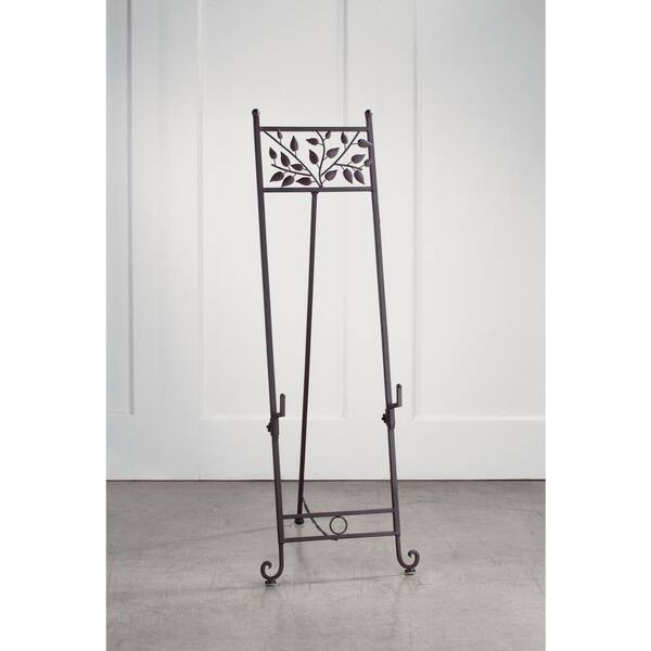 53 in. Gold Paint Floor Easel with Adjustable Brackets with Black and Red Accented