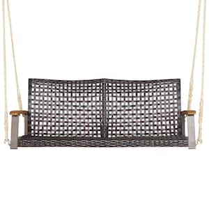 2-Person Wicker PE Rattan Hanging Porch Swing Chair