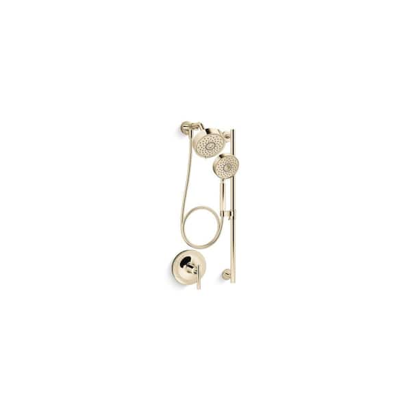KOHLER Purist Essentials 3-Spray 2.5 GPM Performance Showering Package in Vibrant French Gold