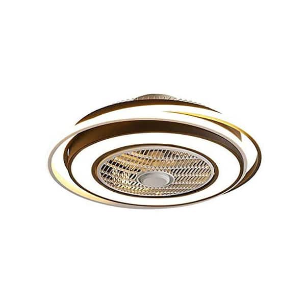 21.65 in. Black and White Flush Mount Standard Caged Ceiling Fan with 3-Color Integrated LED Included and Remote
