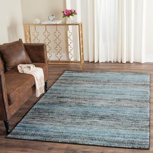 Porcello Charcoal/Blue 4 ft. x 6 ft. Striped Solid Area Rug