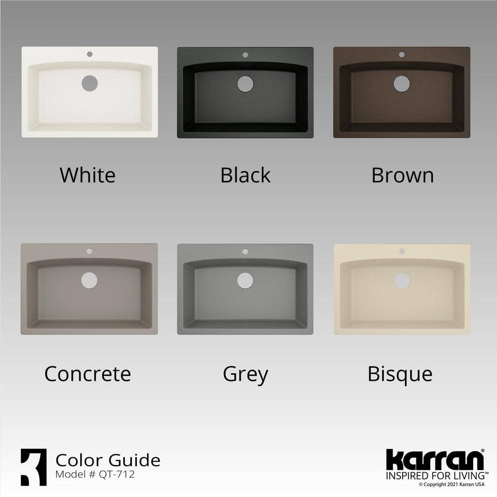 Brown Quartz Composite 33'' Single Bowl Kitchen Sink