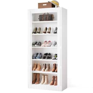 72.8 in. H x 31.5 in. W White 24-Pairs Shoe Storage Cabinet, Freestanding Wood Shoe Rack for Entryway