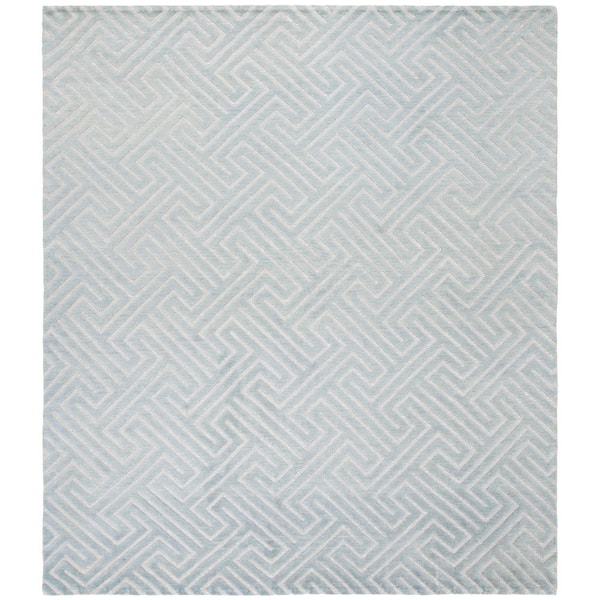 Santa Fe 8 ft. x 10 ft. Light Gray/Silver Modern Geometric Area Rug