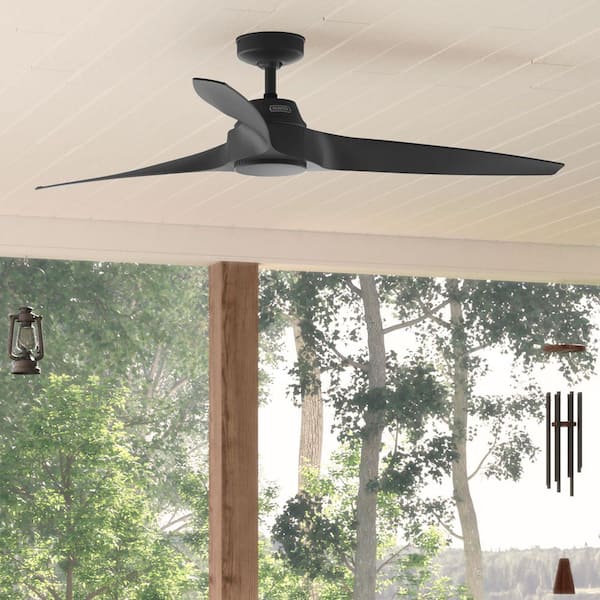 Hunter 60 in. Mosley ENERGY STAR Matte Black Damp Rated Ceiling Fan and Wall Control