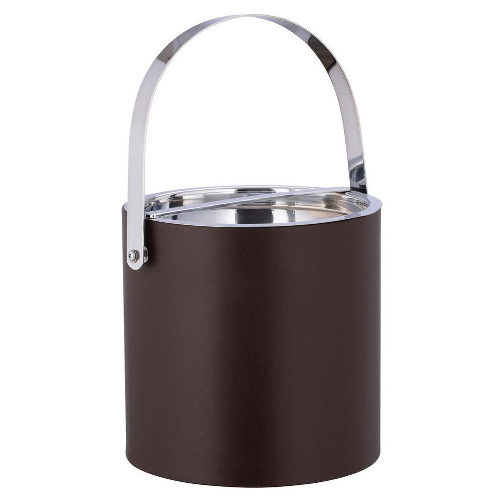 Kraftware Manhattan 3 Qt. Chocolate Brown Ice Bucket Polished Chrome