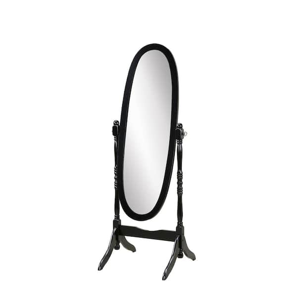 ilemong Black 22.5 in. W x 59.25 in. H Wood Floor Cheval Mirror Modern Simple Home Decor for Living Room Bedroom Cloakroom