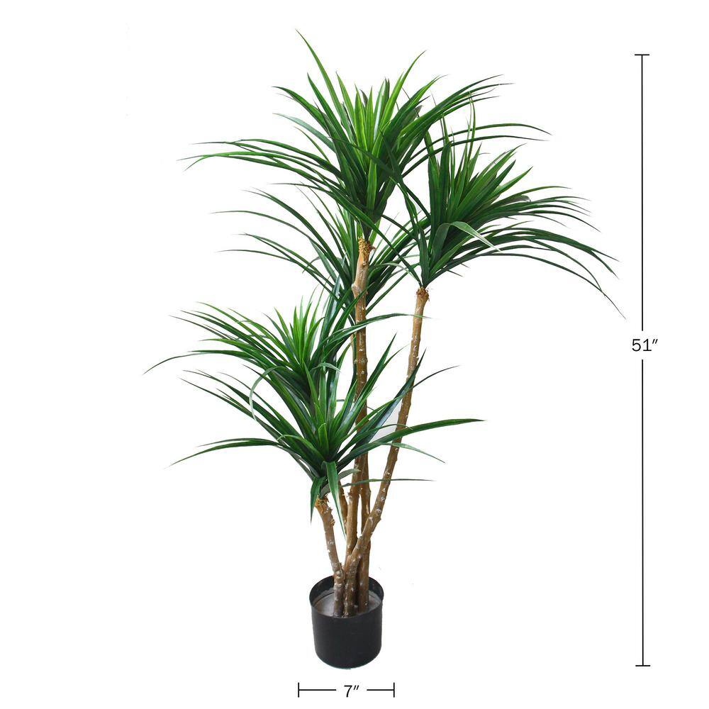 51" Green Tropical Yucana Artificial Tree in Black Plastic Pot