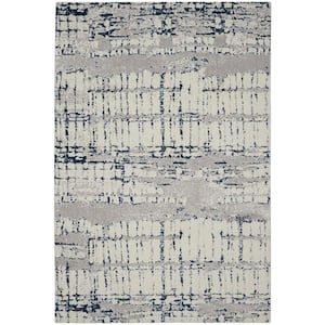 Twilight Ivory/Navy 6 ft. x 8 ft. Abstract Contemporary Area Rug