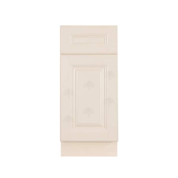 LIFEART CABINETRY Oxford Assembled 12 in. x 34.5 in. x 24 in. Base Cabinet with 1 Raised-Panel Door and 1 Drawer in Creamy White