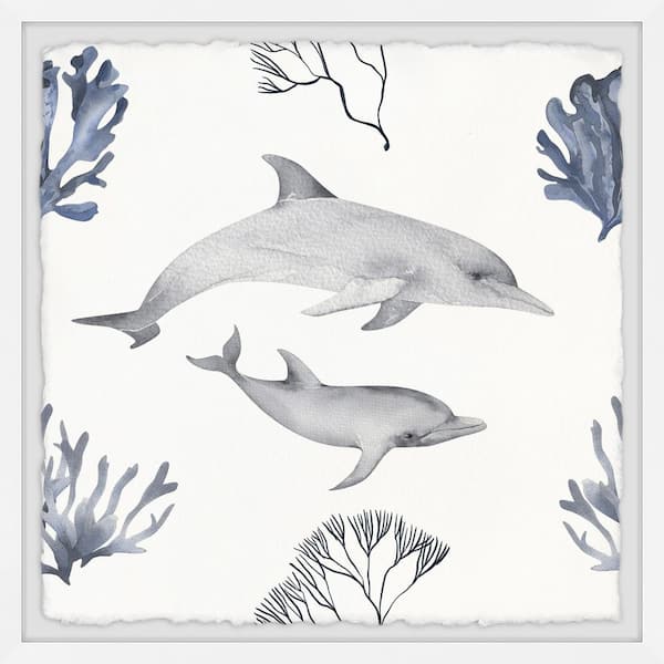 Unbranded "Dolphin Friends" by Marmont Hill Framed Animal Art Print 32 in. x 32 in.