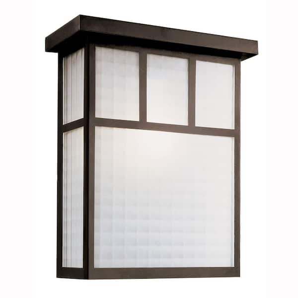 Bel Air Lighting Mariposa 12 in. 1-Light Black Outdoor Wall Sconce with Frosted Glass