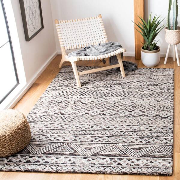 Abstract Gray/Brown 6 ft. x 6 ft. Chevron Aztec Square Area Rug