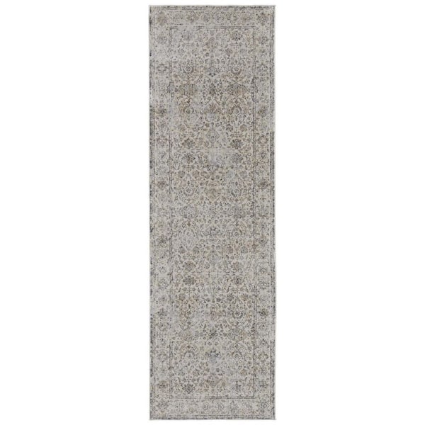 2 x 8 Brown, Ivory Oriental Runner Rug