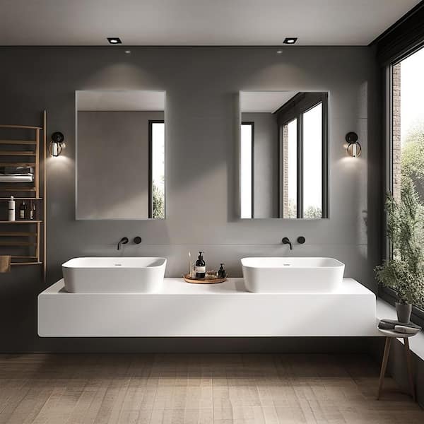 Lirago 24 in. W x 36 in. H Rectangular Metal Framed Wall Mirrors Set of 2 in Silver