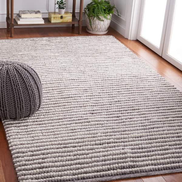 Martha Stewart Ivory/Dark Brown 5 ft. x 8 ft. Basket Striped Area Rug