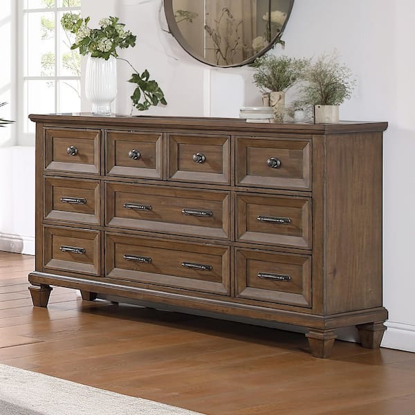 New Classic Furniture Mariana Vintage Mocha Wood 9-Drawer 68 in. Dresser