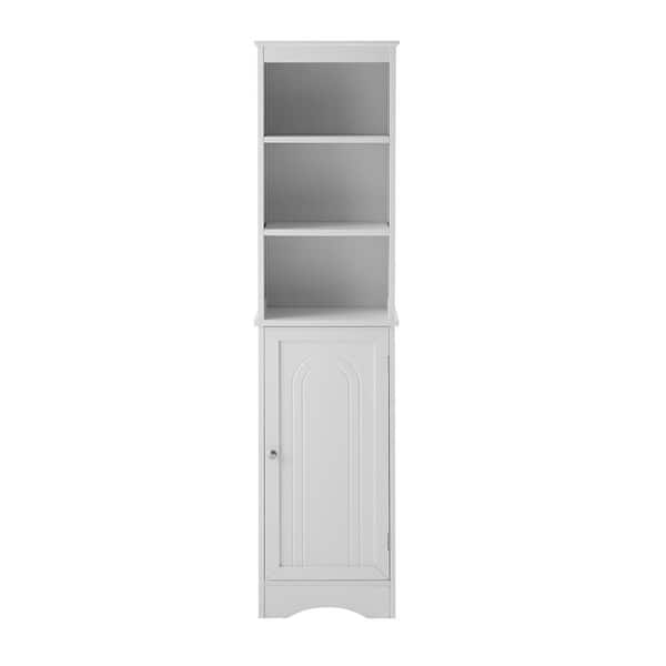 Tileon 15 in. W x 11.80 in. D x 59.80 in. H White MDF Board Freestanding Storage Linen Cabinet with Adjustable Shelf In White