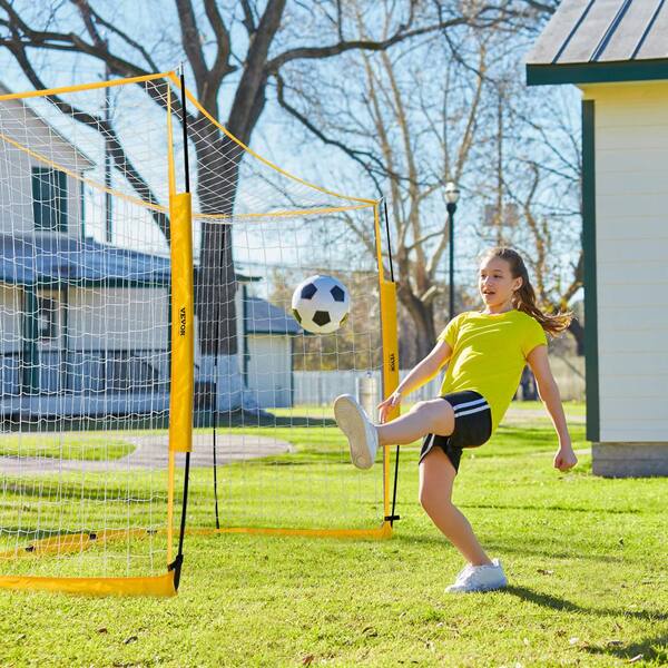 Portable Backyard Soccer Game Set - 2 Goals, 1 Ball, 4 Cones, No Assembly Needed, Solid Wood Construction