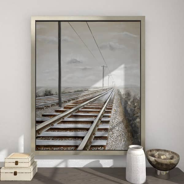 Litton Lane 1- Panel Landscape Railroad Framed Wall Art with