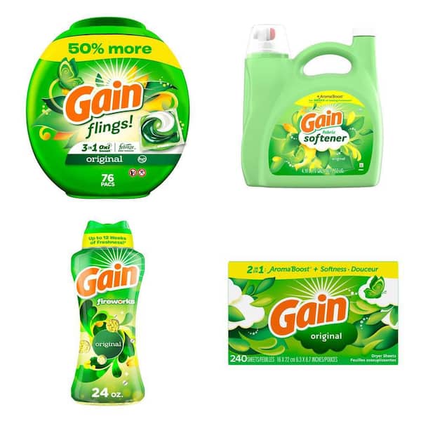 Flings 3-in-1 Laundry Pods (76-Count) with Aroma Boost Fabric Softener, Fireworks Beads and Dryer Sheets (240-Count)