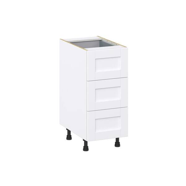 J COLLECTION Mancos Bright White Shaker Assembled Base Kitchen Cabinet with Drawers (15 in. W x 34.5 in. H x 24 in. D)