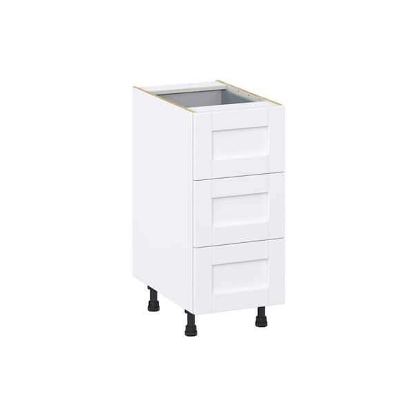 J COLLECTION Milton 15 in. W x 24 in. D x 34.5 in. H Assembled Shaker Drawer Base Kitchen Cabinet in Bright White with 4 Drawers