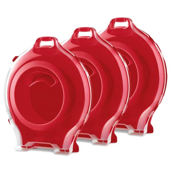 Sterilite 24 in. Red with Clear Lid Nesting Storage Christmas Holiday Wreath Box (3-Pack)