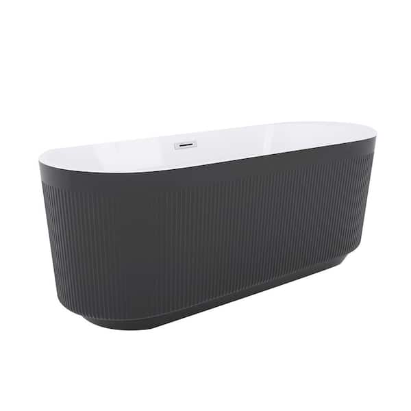 67 in. x 31 in. Acrylic Freestanding Flatbottom Soaking Bathtub with Center Drain in Black