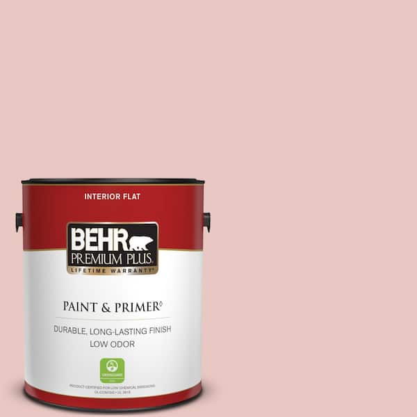 BEHR PREMIUM PLUS 1 gal. #150E-2 Kashmir Pink Flat Low Odor Interior Paint & Primer