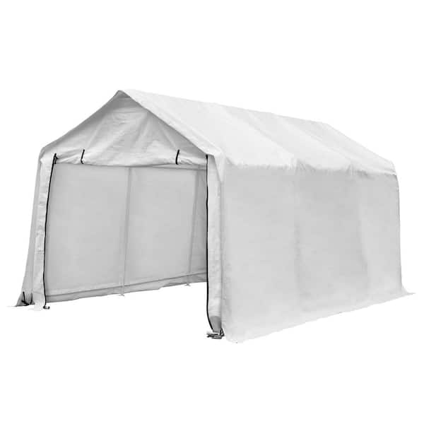 17 ft. x 10 ft. x 9 ft. White Roof Steel Zippered Carport