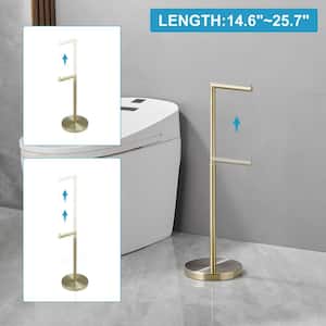 Freestanding Adjustable Height 14.6 to 25.7 in. Modern Stainless Steel Bathroom Toilet Paper Holder in Brushed Gold