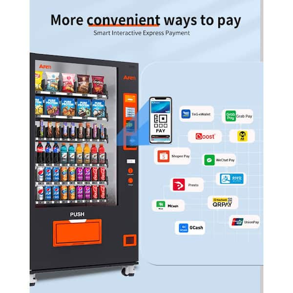 41.5 in. 59 cu. ft. Refrigerated 60-Slots Commercial Vending Machine in Black with Bill Acceptor and Card Reader