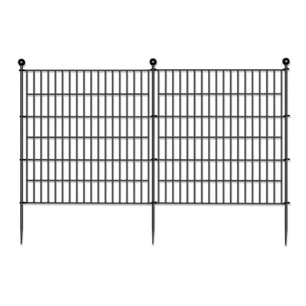 2.7 ft. x 23.6 ft. Metal Outdoor Flat-Topped Rectangle Wire Panel Small Cylinder Metal Fence Panel for Dog Rabbit, Black