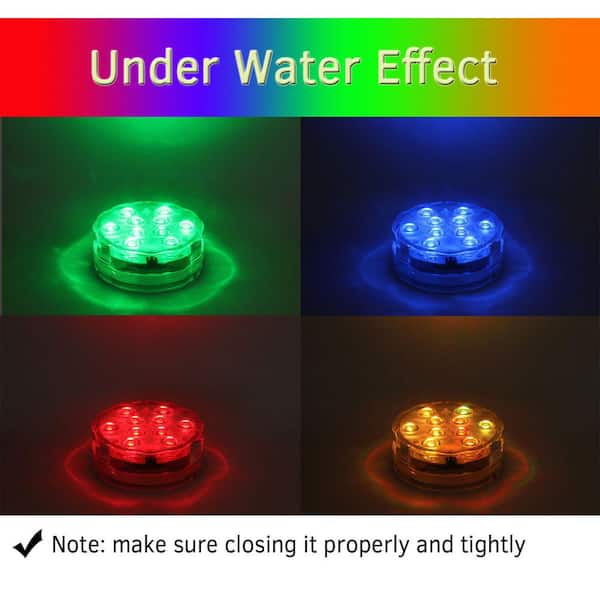 Adrinfly - Submersible Integrated LED Lights Remote Control Battery Powered, RGB Multi Color Changing, 2-Pack