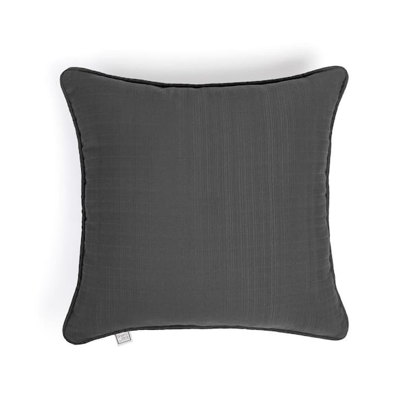Sunrise Indoor/ Outdoor Charcoal Grey Corded Square Throw Pillow 18 in. x 18 in. (Set of 2)